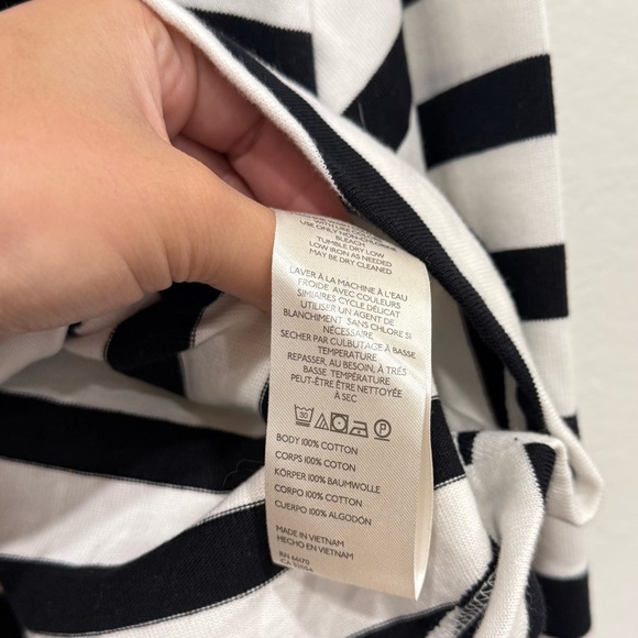 SOLD - Maeve Black and White Striped Blouse 100% Cotton - Picture 7 of 7